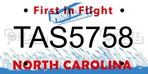 TAS5758 North Carolina License Plate