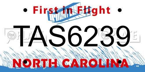 TAS6239 North Carolina License Plate