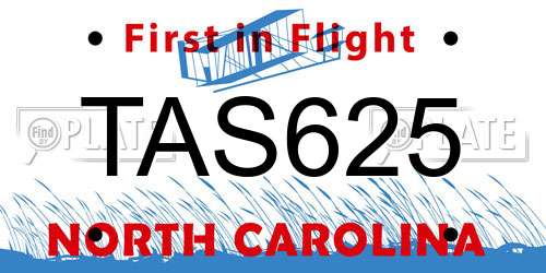 TAS625 North Carolina License Plate