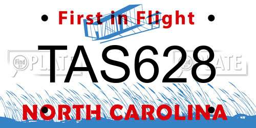 TAS628 North Carolina License Plate