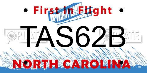 TAS62B North Carolina License Plate