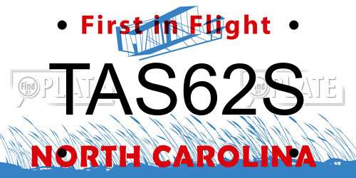 TAS62S North Carolina License Plate