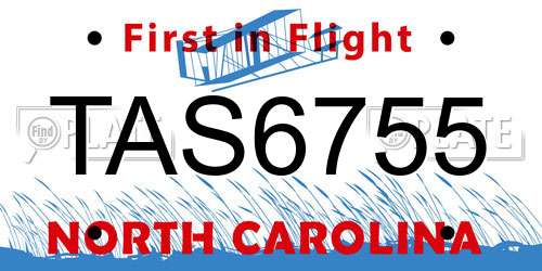 TAS6755 North Carolina License Plate