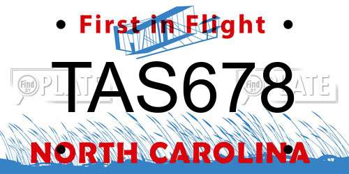TAS678 North Carolina License Plate