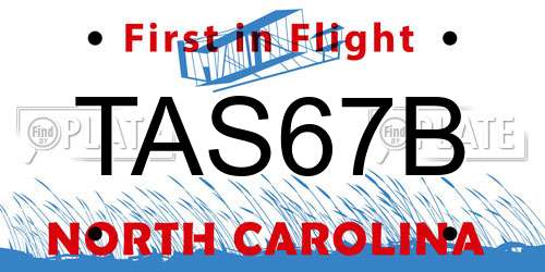 TAS67B North Carolina License Plate