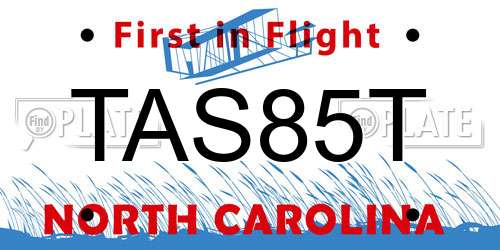 TAS85T North Carolina License Plate