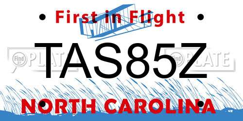 TAS85Z North Carolina License Plate