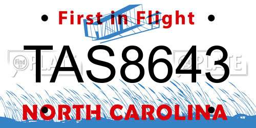 TAS8643 North Carolina License Plate