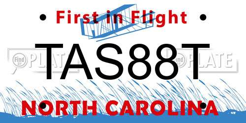 TAS88T North Carolina License Plate