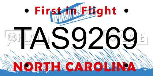 TAS9269 North Carolina License Plate