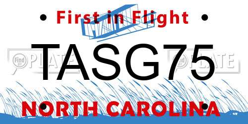 TASG75 North Carolina License Plate