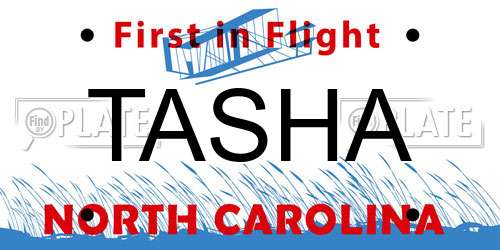 TASHA North Carolina License Plate
