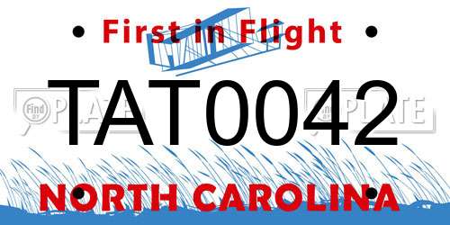 TAT0042 North Carolina License Plate