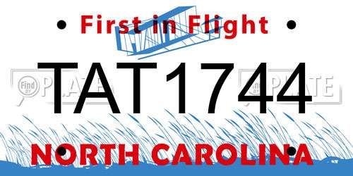 TAT1744 North Carolina License Plate