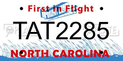 TAT2285 North Carolina License Plate