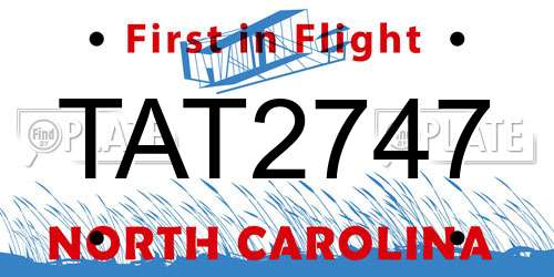 TAT2747 North Carolina License Plate