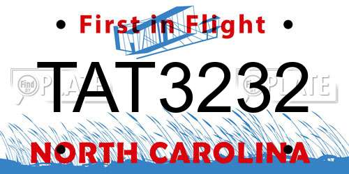 TAT3232 North Carolina License Plate