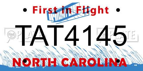 TAT4145 North Carolina License Plate