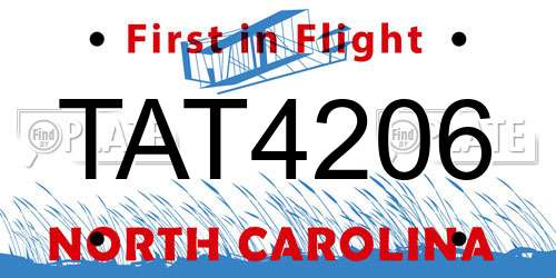 TAT4206 North Carolina License Plate