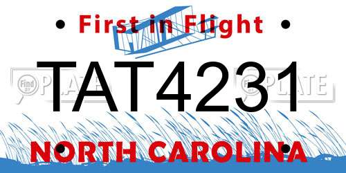 TAT4231 North Carolina License Plate