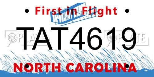 TAT4619 North Carolina License Plate