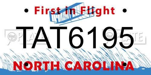 TAT6195 North Carolina License Plate