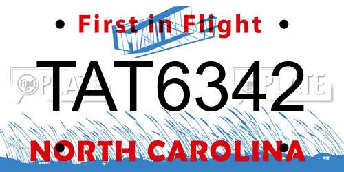 TAT6342 North Carolina License Plate