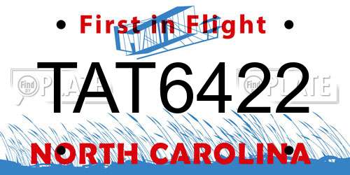 TAT6422 North Carolina License Plate