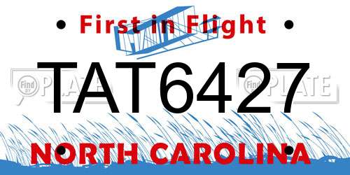 TAT6427 North Carolina License Plate