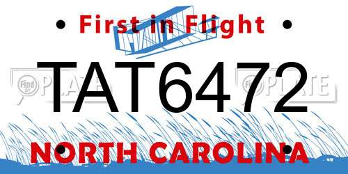 TAT6472 North Carolina License Plate