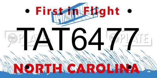 TAT6477 North Carolina License Plate