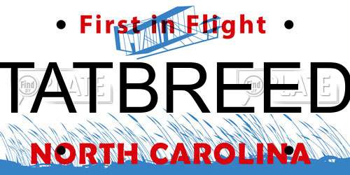 TATBREED North Carolina License Plate