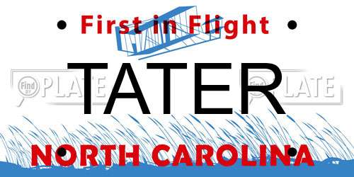 TATER North Carolina License Plate