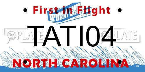 TATI04 North Carolina License Plate