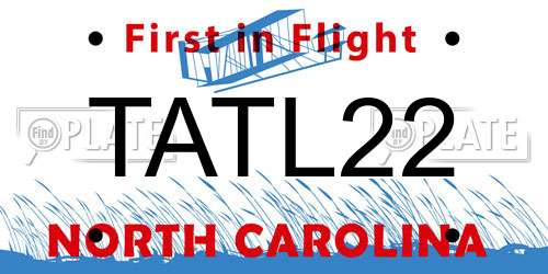 TATL22 North Carolina License Plate
