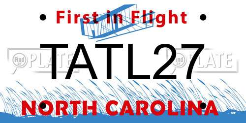 TATL27 North Carolina License Plate