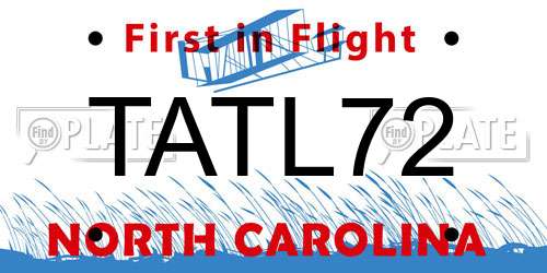 TATL72 North Carolina License Plate
