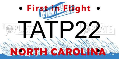 TATP22 North Carolina License Plate