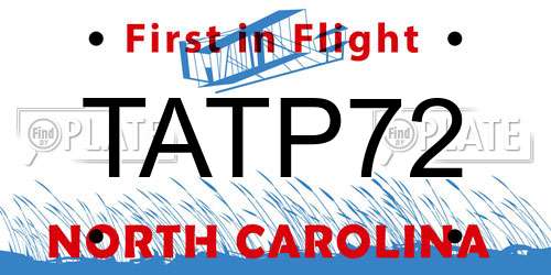 TATP72 North Carolina License Plate