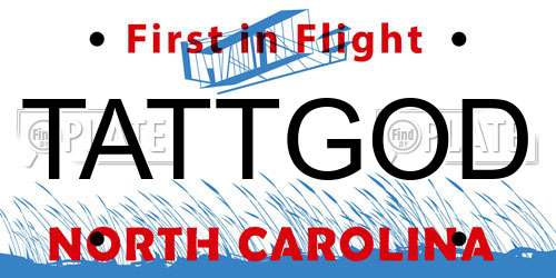 TATTGOD North Carolina License Plate
