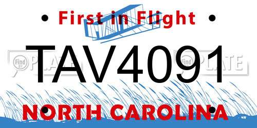 TAV4091 North Carolina License Plate