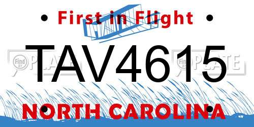 TAV4615 North Carolina License Plate