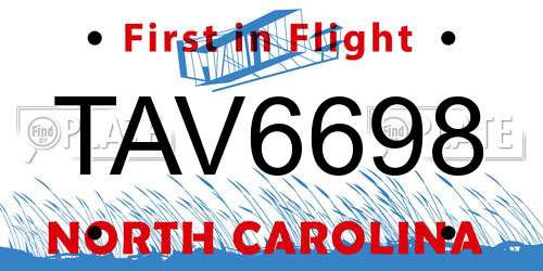 TAV6698 North Carolina License Plate