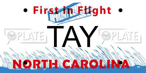 TAY North Carolina License Plate