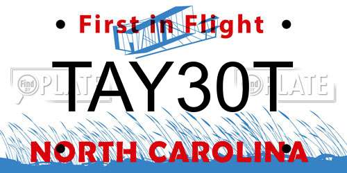 TAY30T North Carolina License Plate