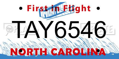 TAY6546 North Carolina License Plate