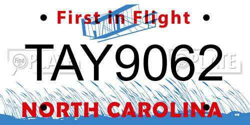 TAY9062 North Carolina License Plate