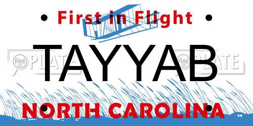 TAYYAB North Carolina License Plate