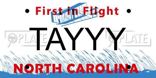 TAYYY North Carolina License Plate