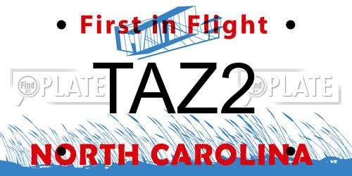 TAZ2 North Carolina License Plate